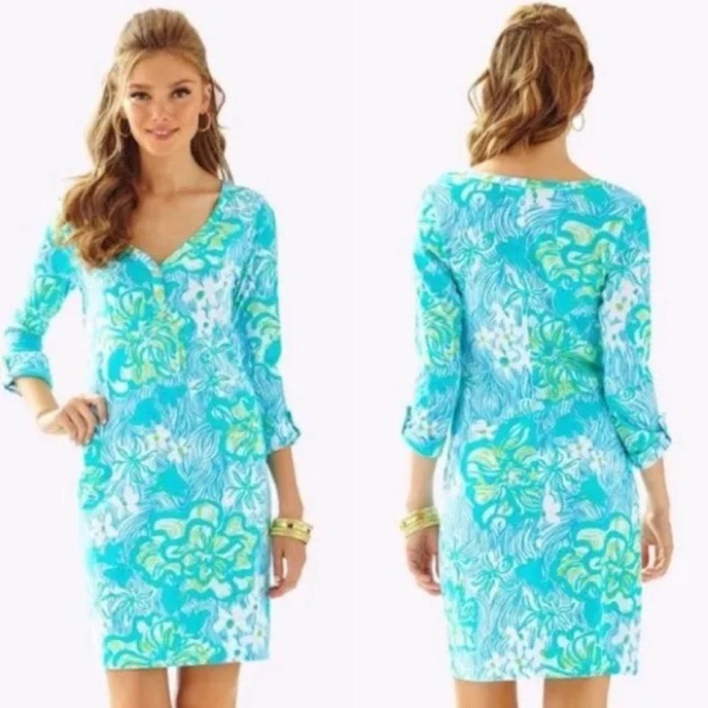 Lilly Pulitzer Lagoon Green Wave Rider Palmetto Dress Size Small